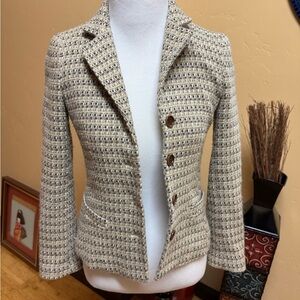 Theory Beige Tweed Blazer